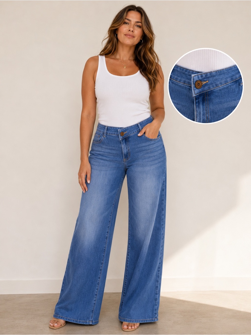 HALARA Blue Wide Leg Flare Jeans